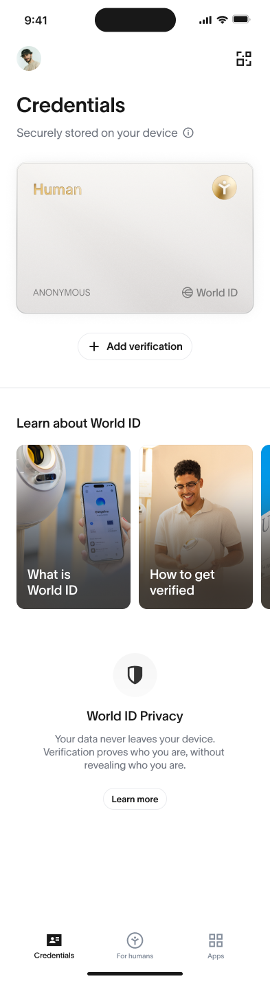 World ID-App – Credentials – Credentials-Tab.png